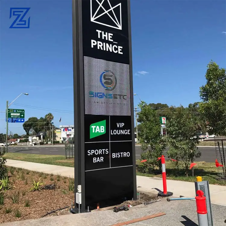 aluminum pillar acrylic illuminated logo double side display 3d pylon sign