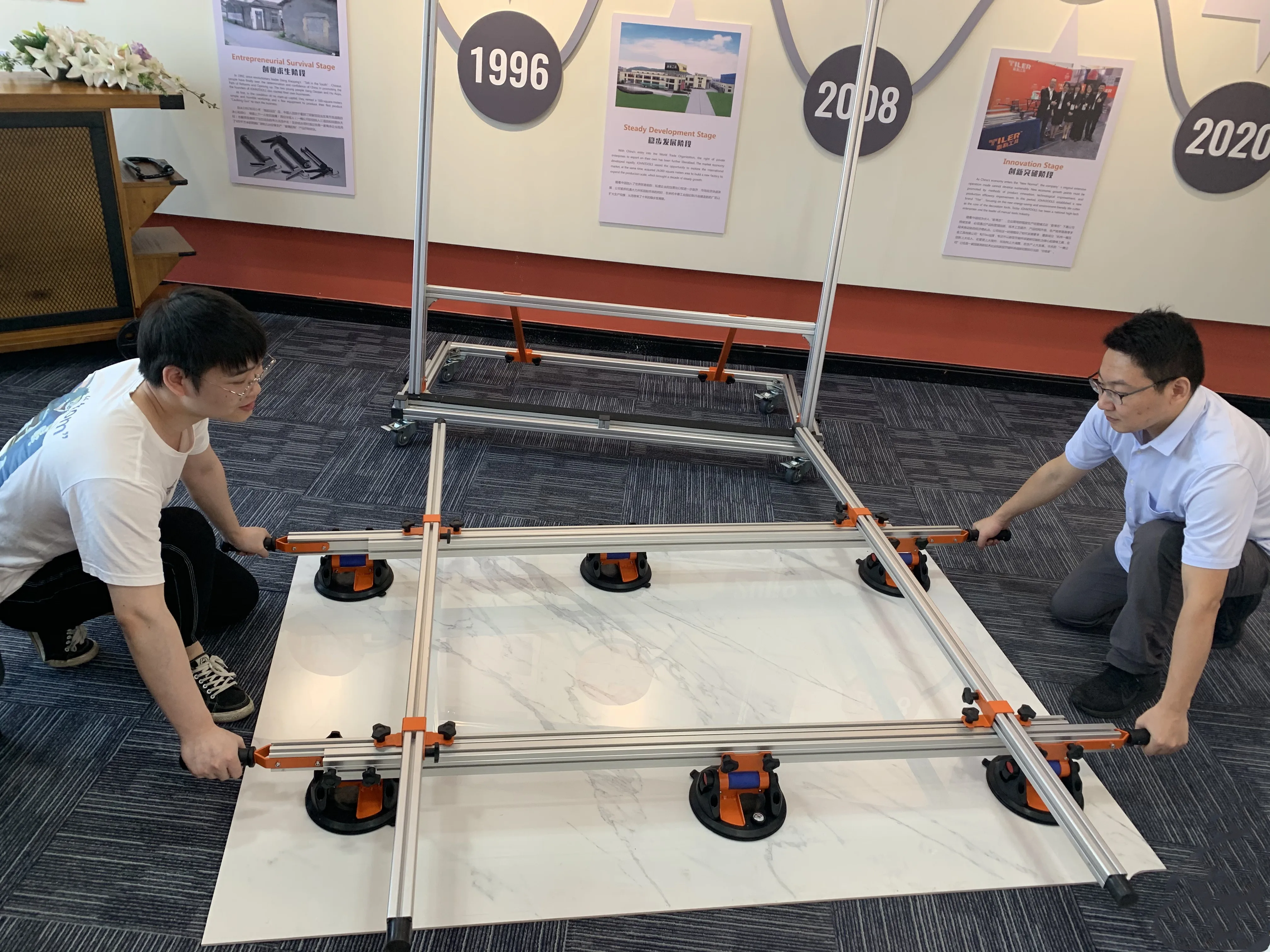 JohnTools DB-CY Large format carrying Frame  handing tools big tile carrier  Heavy Duty slab trans with 6 vacuum suction cups