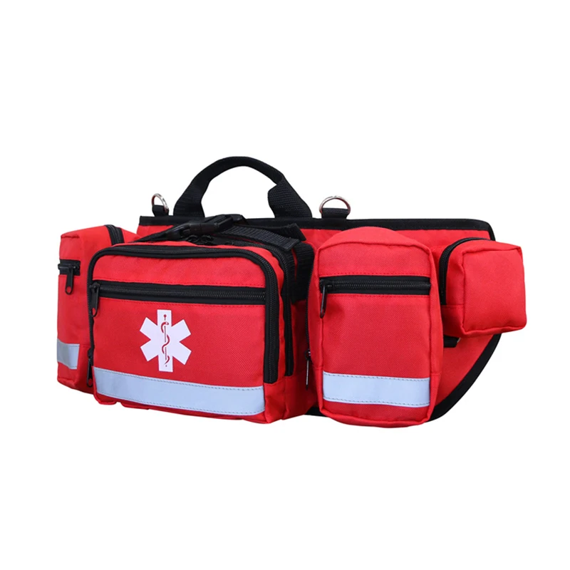 Red Rescue Fanny Pack Outdoor Hip Pack Empty Pouch First Responder Storage Waist Bag First Aid Waist Pack