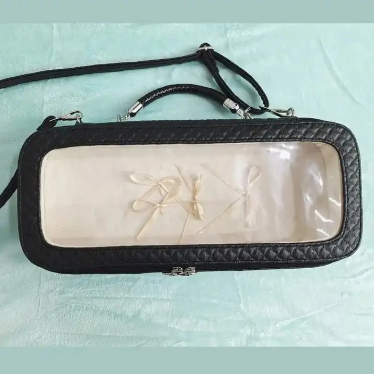 Custom Cute BJD Doll Box Doll Display Carry Case Quilted Vegan Leather Clear Window Ita Bag