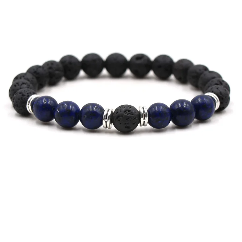 Wholesale Black Lave Volcanic Stone Natural Healing Balance Bracelets Turquoise Amber Tiger Eyes Chakra Bracelet