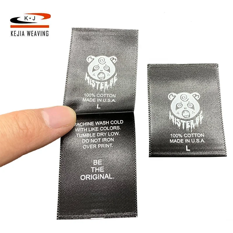 Garment Fabric Personalised Logo Printed Label For Soft Cotton Clothing