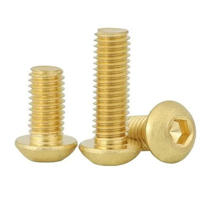 Hot Sale M4 M5 M6 M8 Brass H59 H62 Copper Bronze Cross Recess Hexagon Slotted Button Head Bolt DIN7985 ISO7380 DIN85