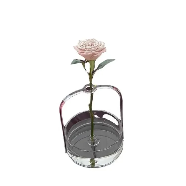 Nordic Transparent Vase Design Acrylic Minimalist Round Shaped Flower Art Table Vase For Room Decoration