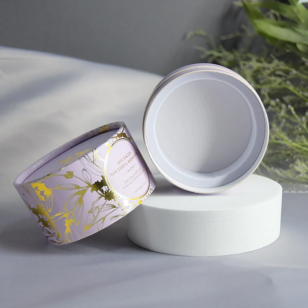 Customized eco friendly Rigid Cardboard Gift Paper Packaging white Round Tube Cylinder Honey Box With EVA Foam Insert