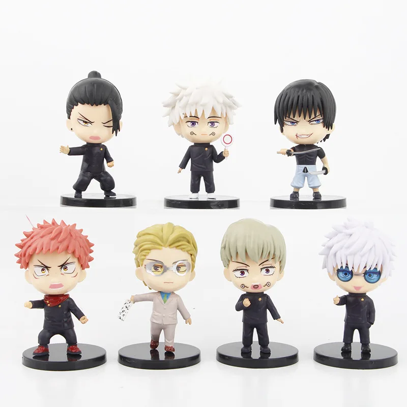 7pc/set Juju Ryomen Sukuna Gojo Figures PVC Anime Character Mini 9-10cm Itadori Yuji Cartoon Men Figures Toy Car Decoration