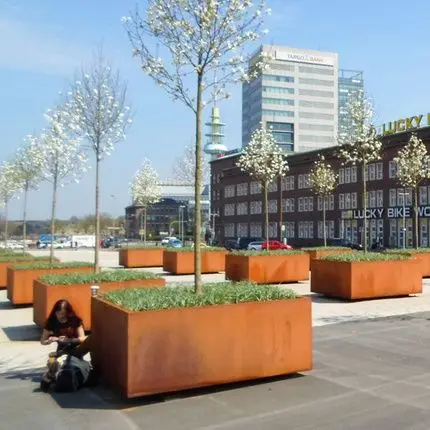 Customized Large Outdoor Tree Metal Planter Garden Pots Big Corten Steel Flower Pot