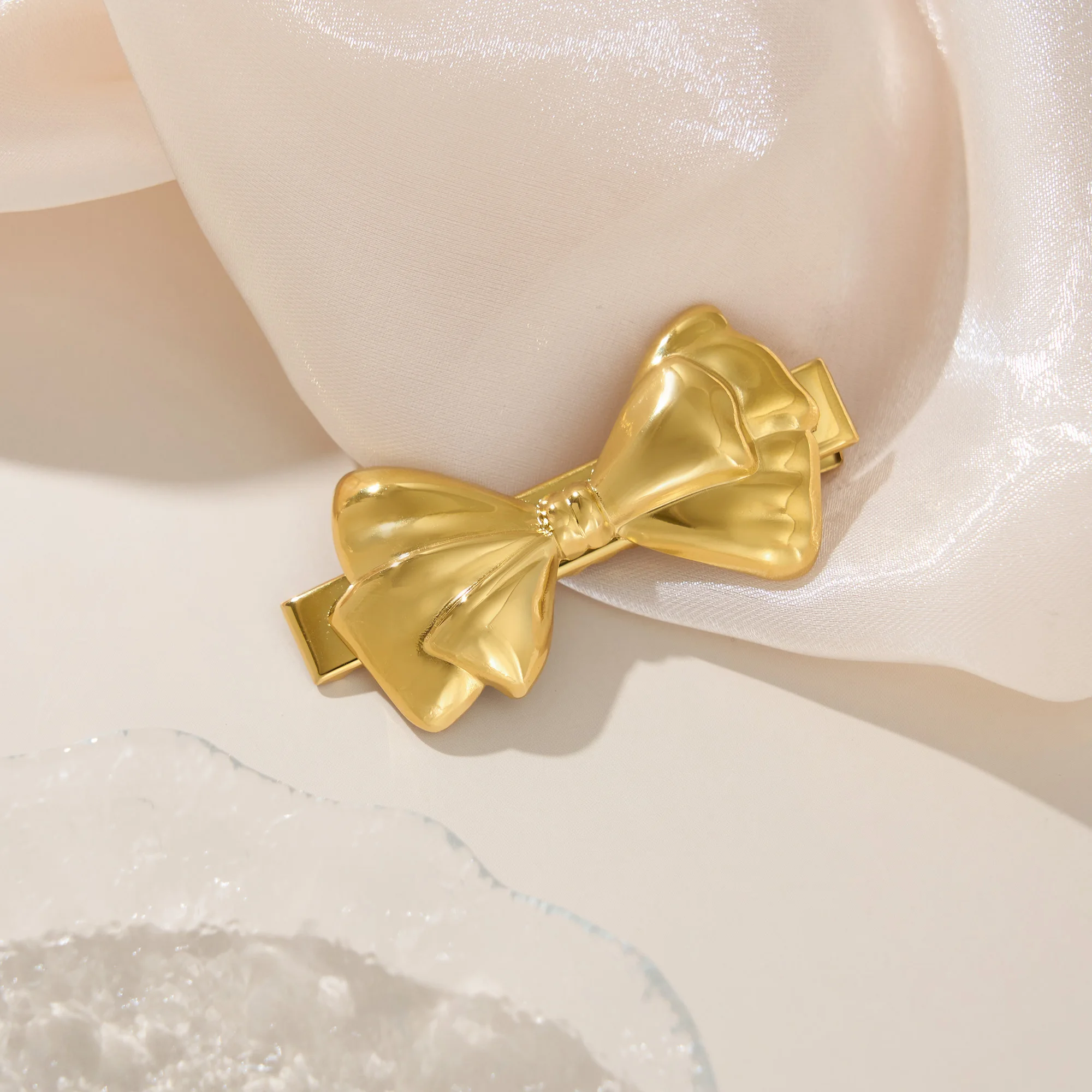 2025 Dazan New HOT Sale INS 18k Gold Plated Stainless Steel Korean Japan Cute Idol Bow Tie Hair Accessories Girl Gift Jewelry