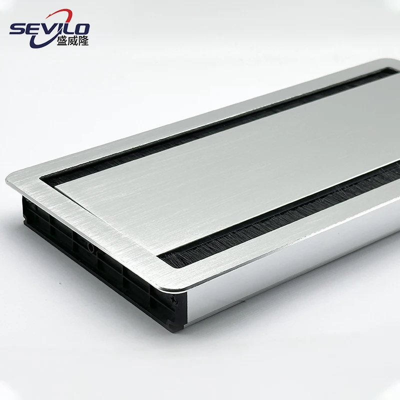 Aluminum Conference Room Desk Double-Opened Wire Management Cable Grommet Cover