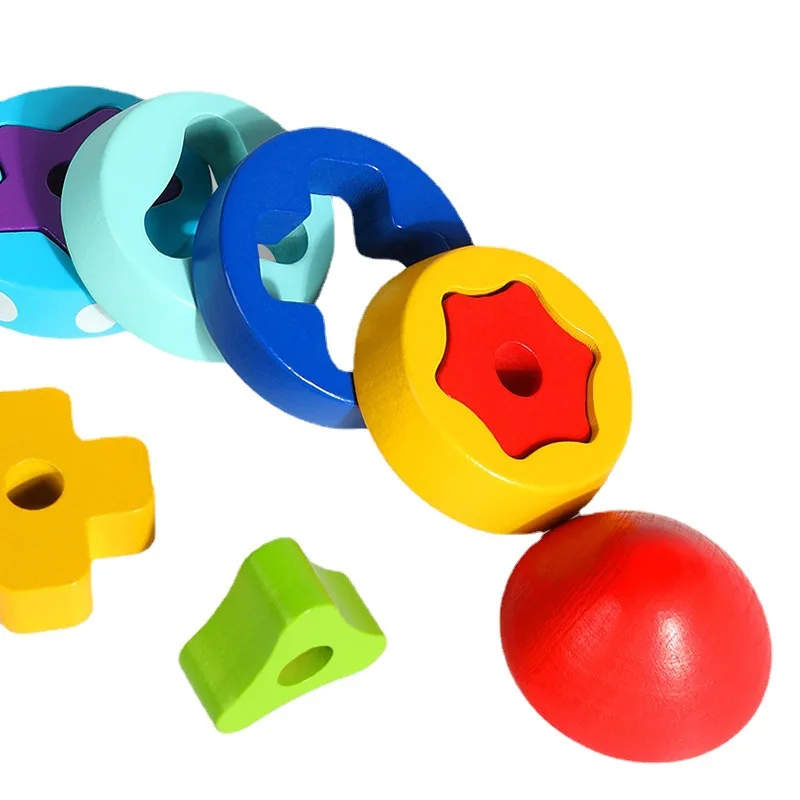 Wooden Rocket Toy Space Rocket Shape Sorting Stacking Toys for Toddler