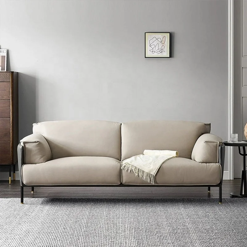 Modern minimalist Home Office furniture Villa living room linen fabric Three seater 4-seater sofa couches hotel lobby sofa