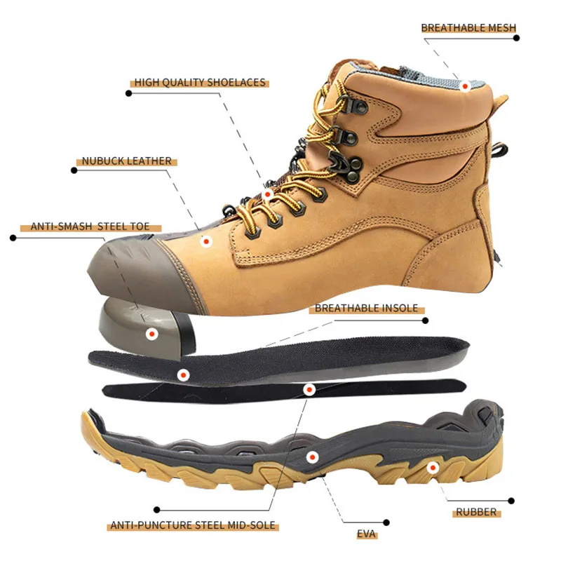 Protective Work Boots Steel Toe industrial safety Man Safety  Shoes Protective Work Boots For Mining steel toe boots