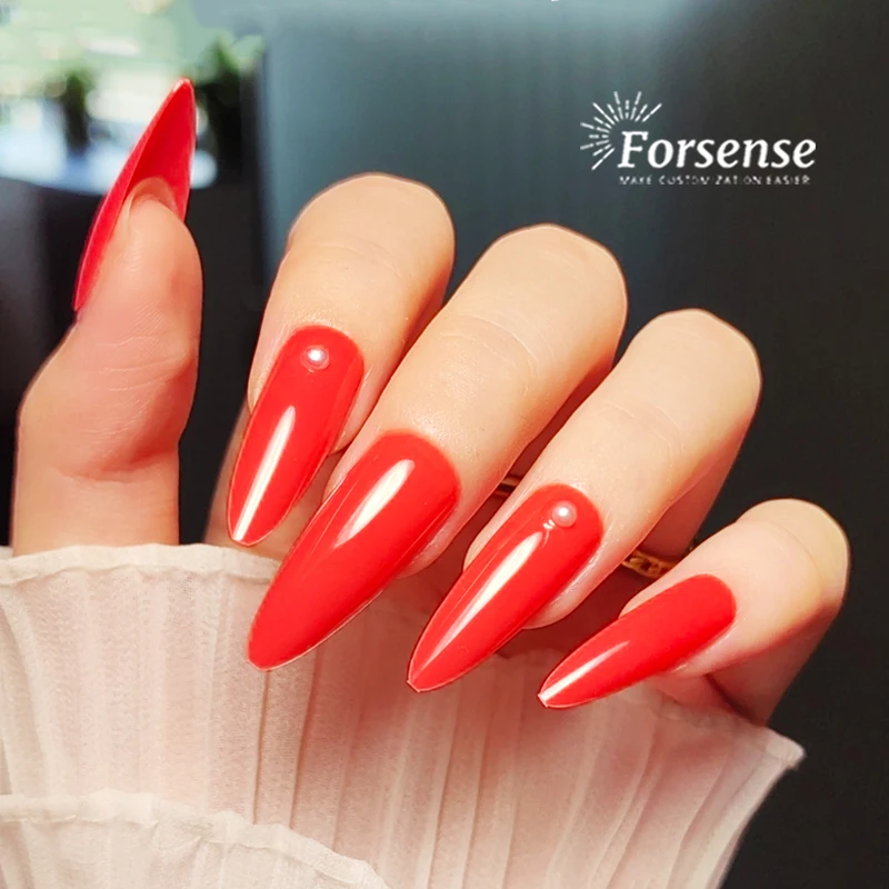 high quality long stiletto false nails with design and stickers sexy fake nail supplies professional press on nail manufacturers