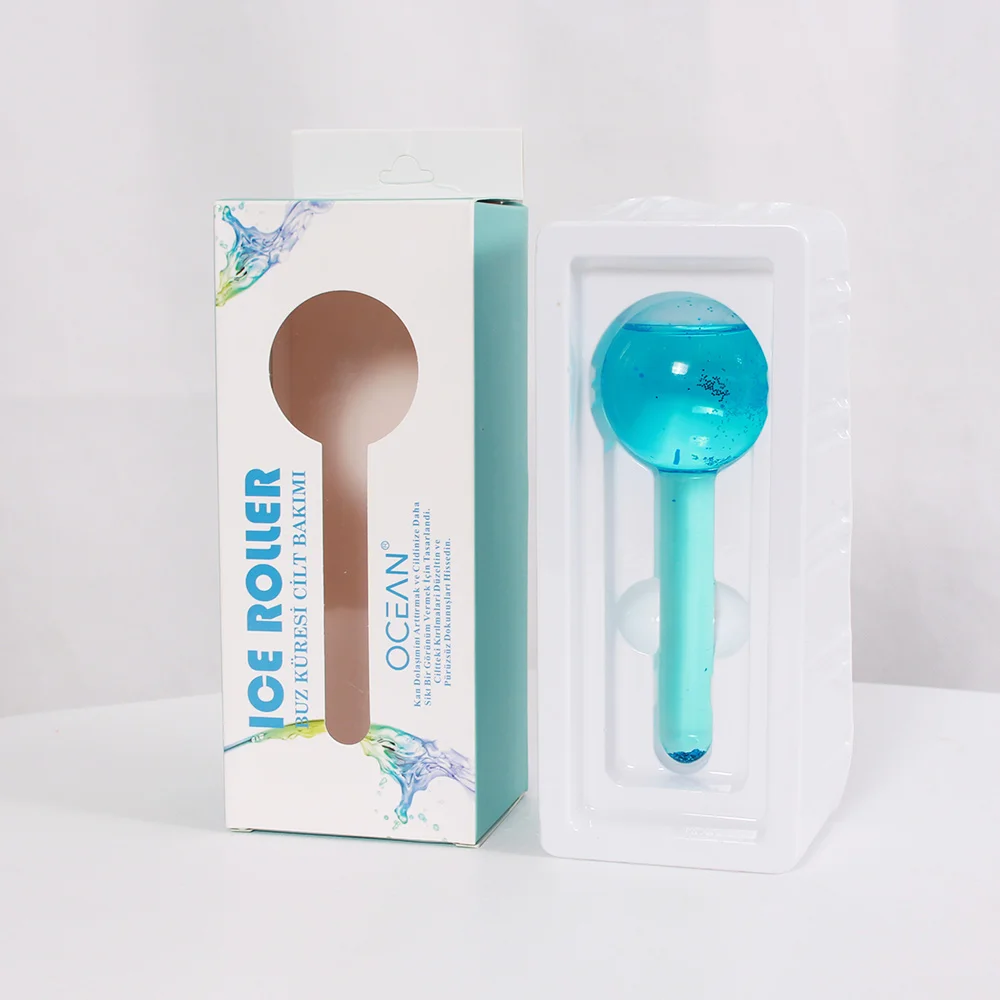 Custom Golden Glitters Beauty Tool Facial Massage Roller Rose Gold Ice Globes