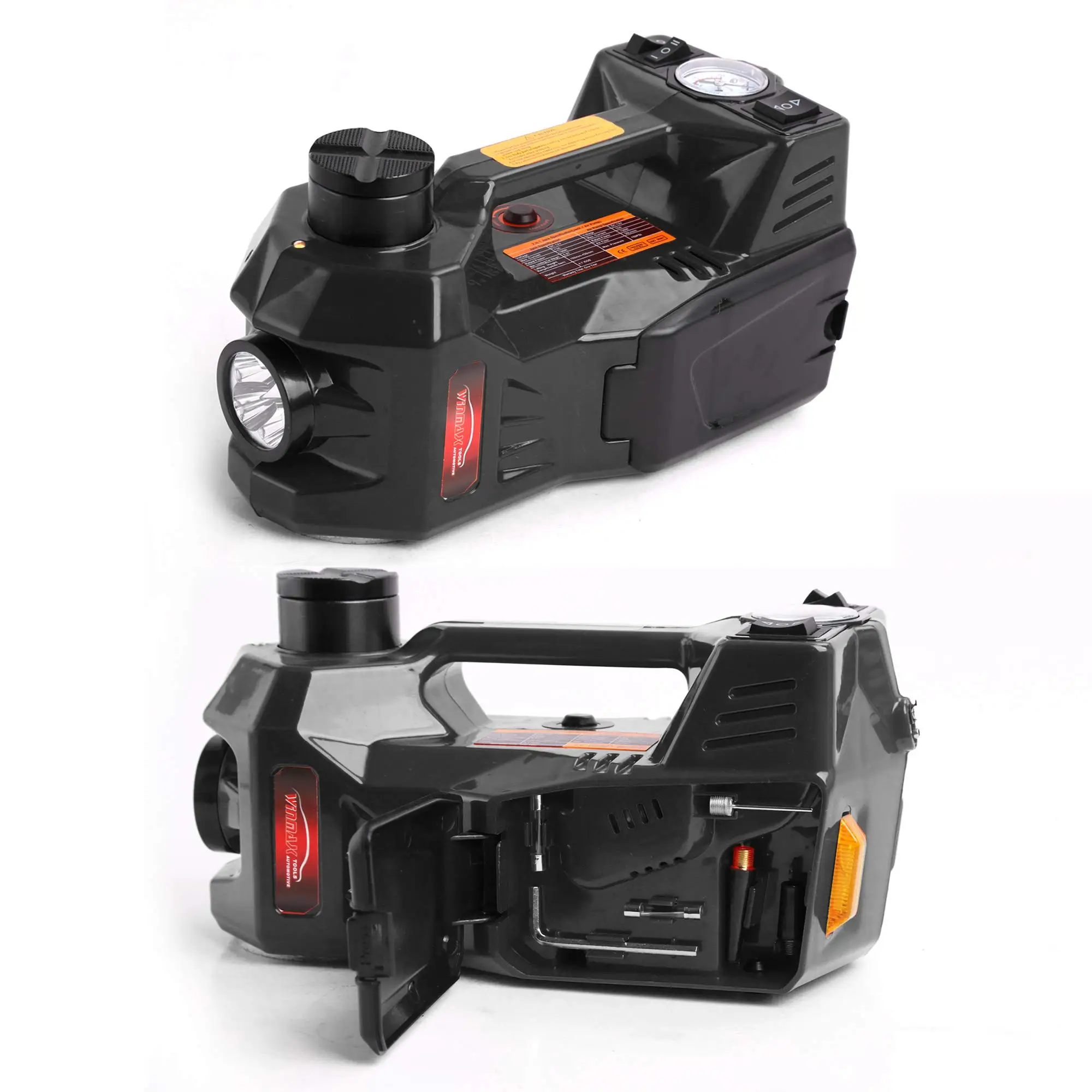 12V 5T Car electric tire lifting car jacks with impact wrench and tire gauge air pump