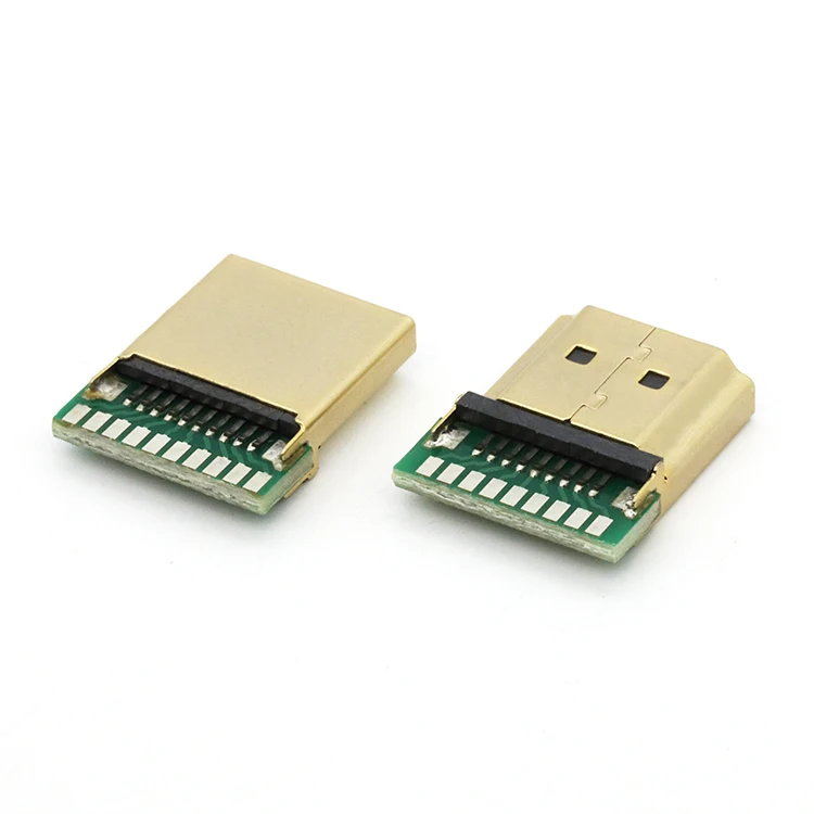 PCB Mount vertical gold plated High Definition Multimedia Interface HDMI-compatible a type Male plug connector straight 19Pin