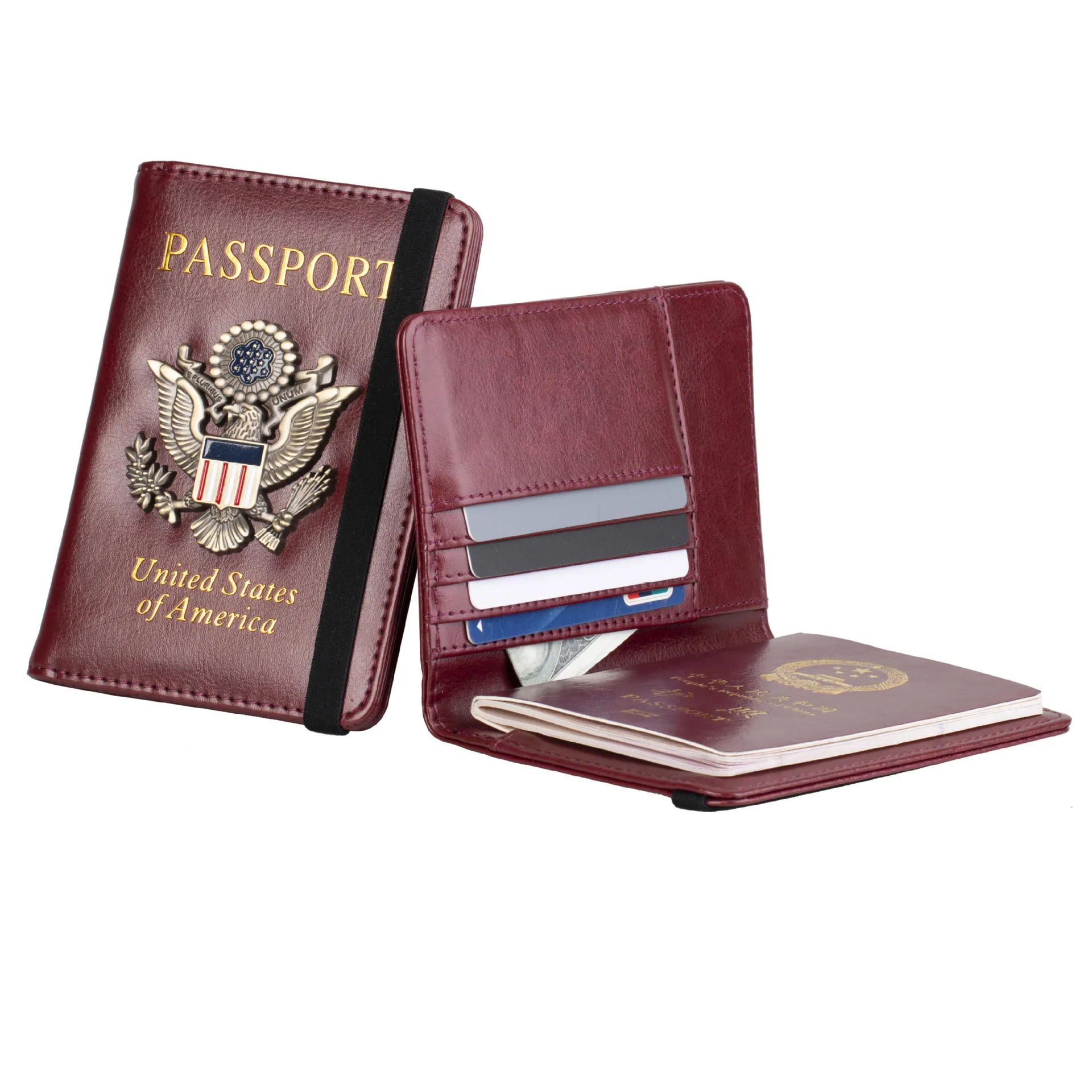 2023 ECO New Passport Holder Combo Passport Holder Cover Wallet Case Leather Travel Wallet Rfid Blocking for Men Women
