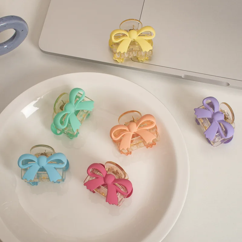 Custom Cream Double-Sided Bow Grab Clip Cute Girl Heart Transparent Trumpet Hairpin Cartoon Hair Accessories