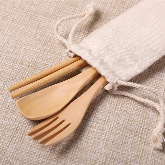 
Fork Spoon Chopstick Wooden Cutlery Set For Promotional Gift 