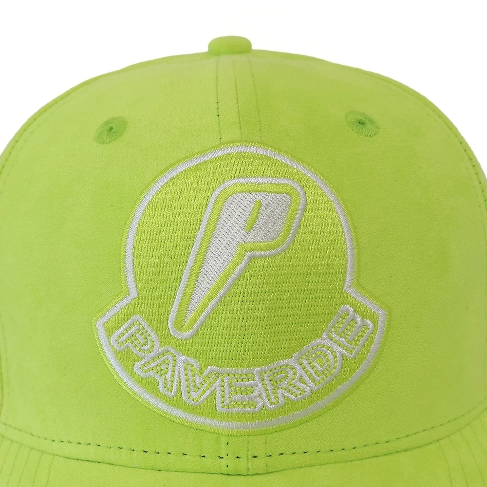 Hot Selling High Quality 6 Panel Suede Structured Baseball Cap Neon Green Baseball Cap For Men With Custom Logo Embroidery