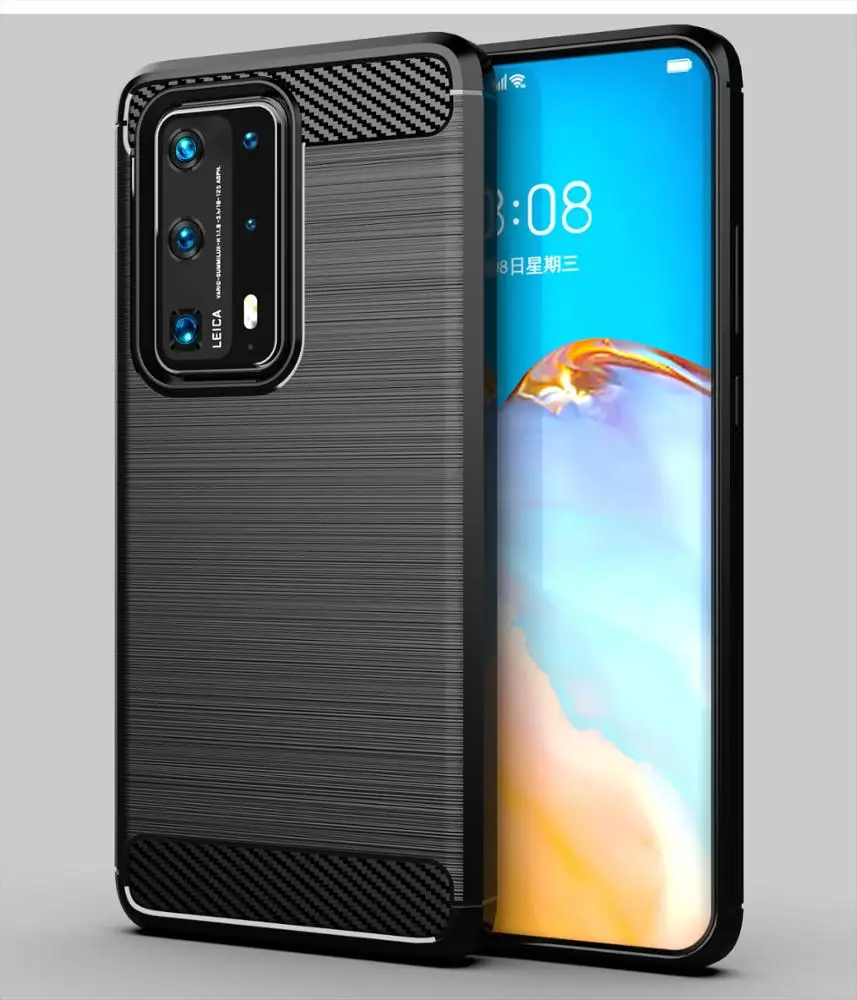 Carbon Fiber Shockproof Soft TPU Mobile Phone Back Cover Case For Huawei P40 Pro+
