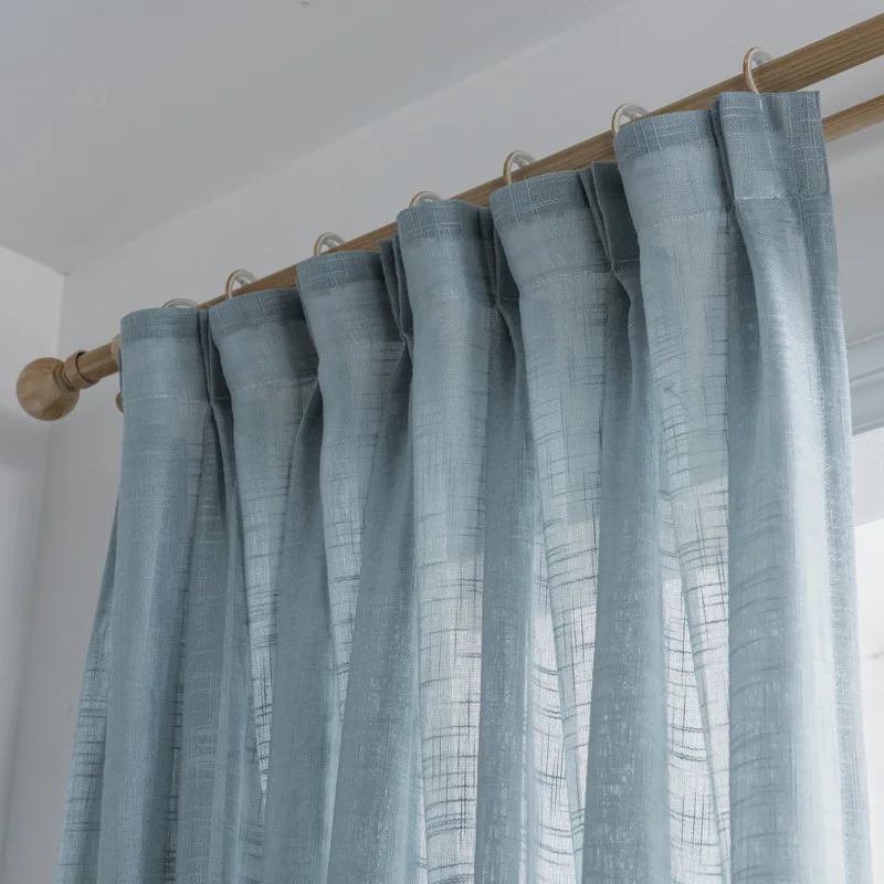 Plain Linen Sheer Curtain Fabric China Factory Supplier White Color Blackout 100% Polyester Flat Window All-season DPFSC1008 DPF