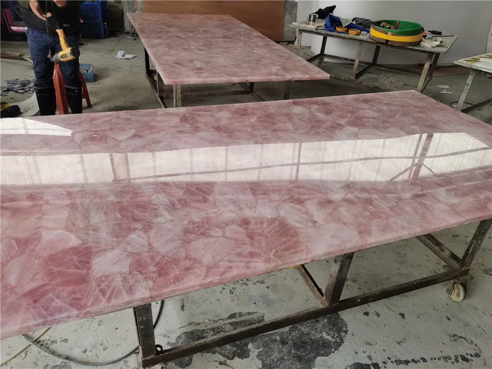 GOLDTOP pink onix Charming natural semi precious stone pink rose crystal slab onyx for Bathroom Vanity Tops