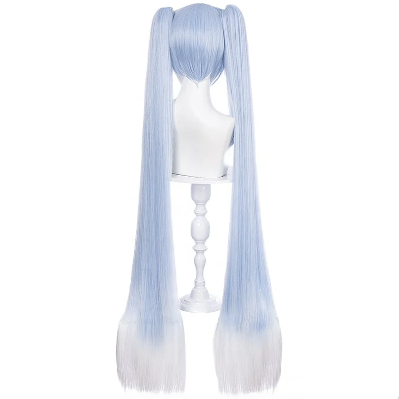 G&T Wig Hat-sune Mi ku Blue Anime Cosplay Wig,Snow Mi ku (Blue-grey) Synthetic Natural Long Wave Wigs for Halloween, Party Wig
