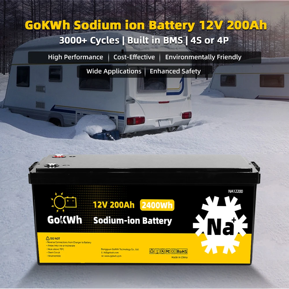 EU US Stock Sodium ion Battery 12V 100Ah 200Ah 24V Na ion Cells for Camping Car RV Boat SIB