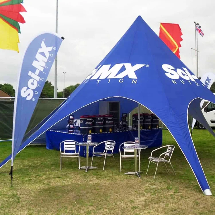 Guangdong UV Resist Custom Print Star Tent 6m 8m 10m 12m 14m 16m Outdoor 600d Oxford Trade Show Event Spider Shape Star Tent