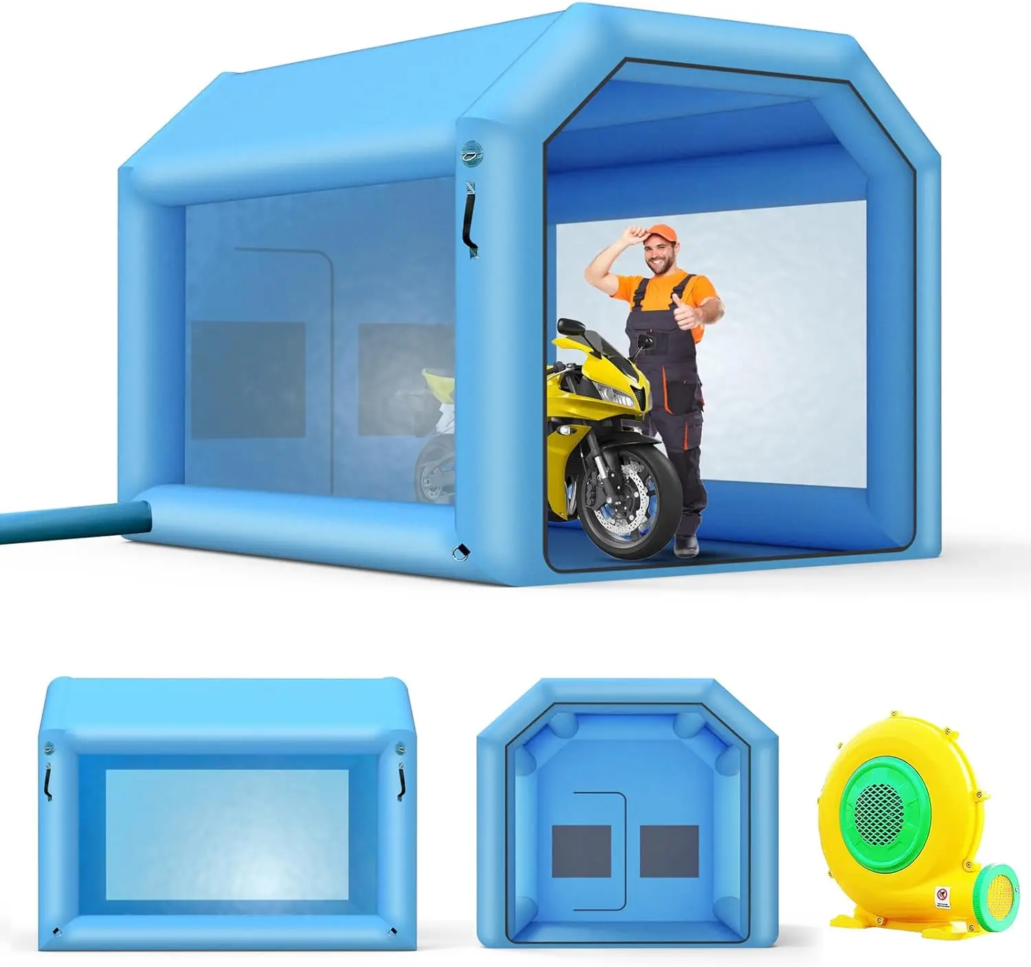 Inflatable Spray Booth with Powerful Blower and Air Filter System Portable Paint Booth Tent for Car Parts Motorcycles Furnitures