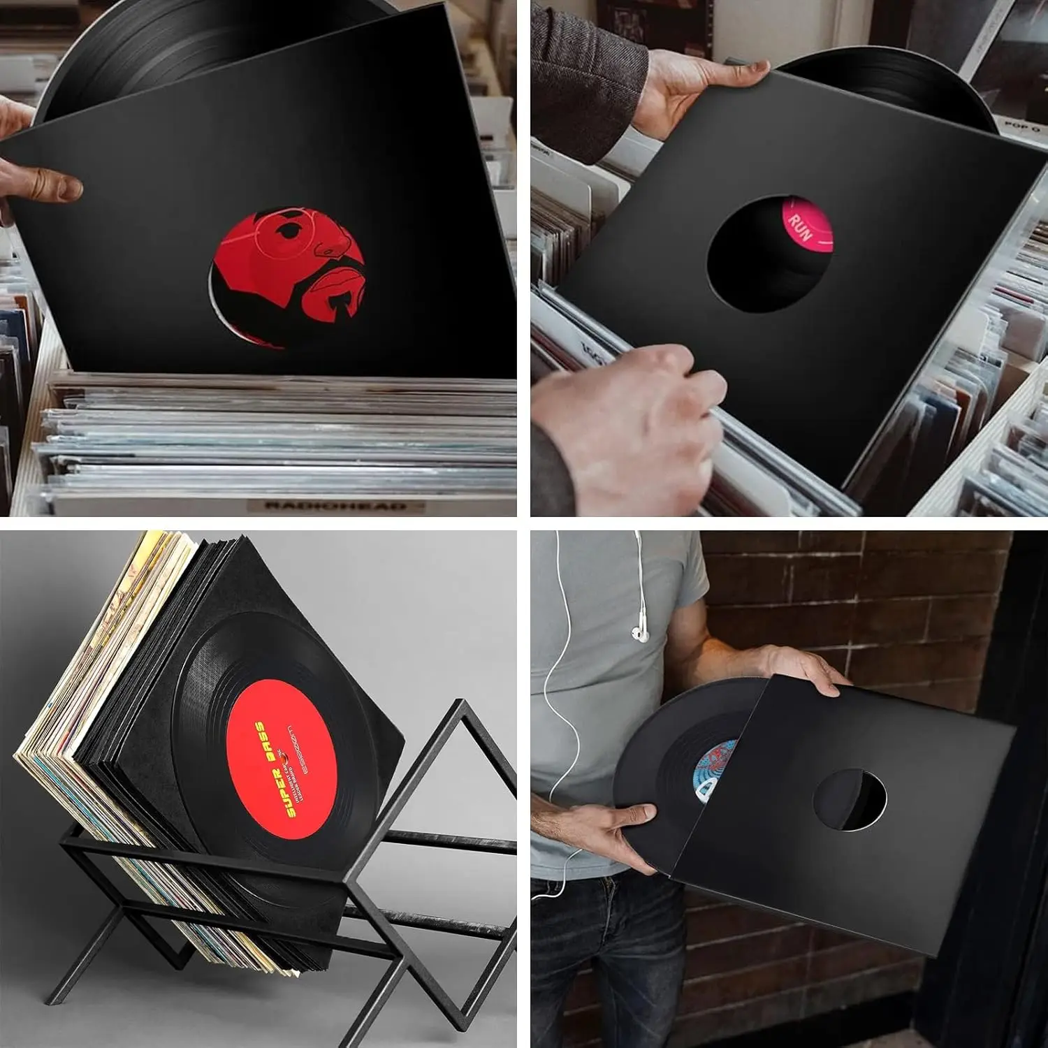 Black  Vinyl Record Sleeves 33 Rpm Record Inner Sleeves DIY Vinyl Covers Outer Album Jackets Blank Record Paper