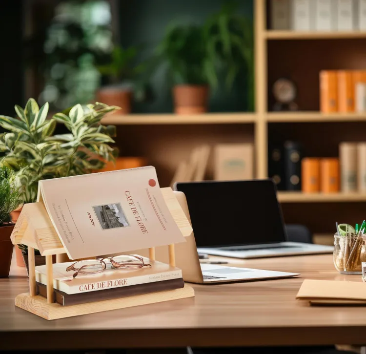 Stylish Wooden Book Stand Holder Reading Valet Bedroom Office Reading Rest Accessories Wood Book Holder