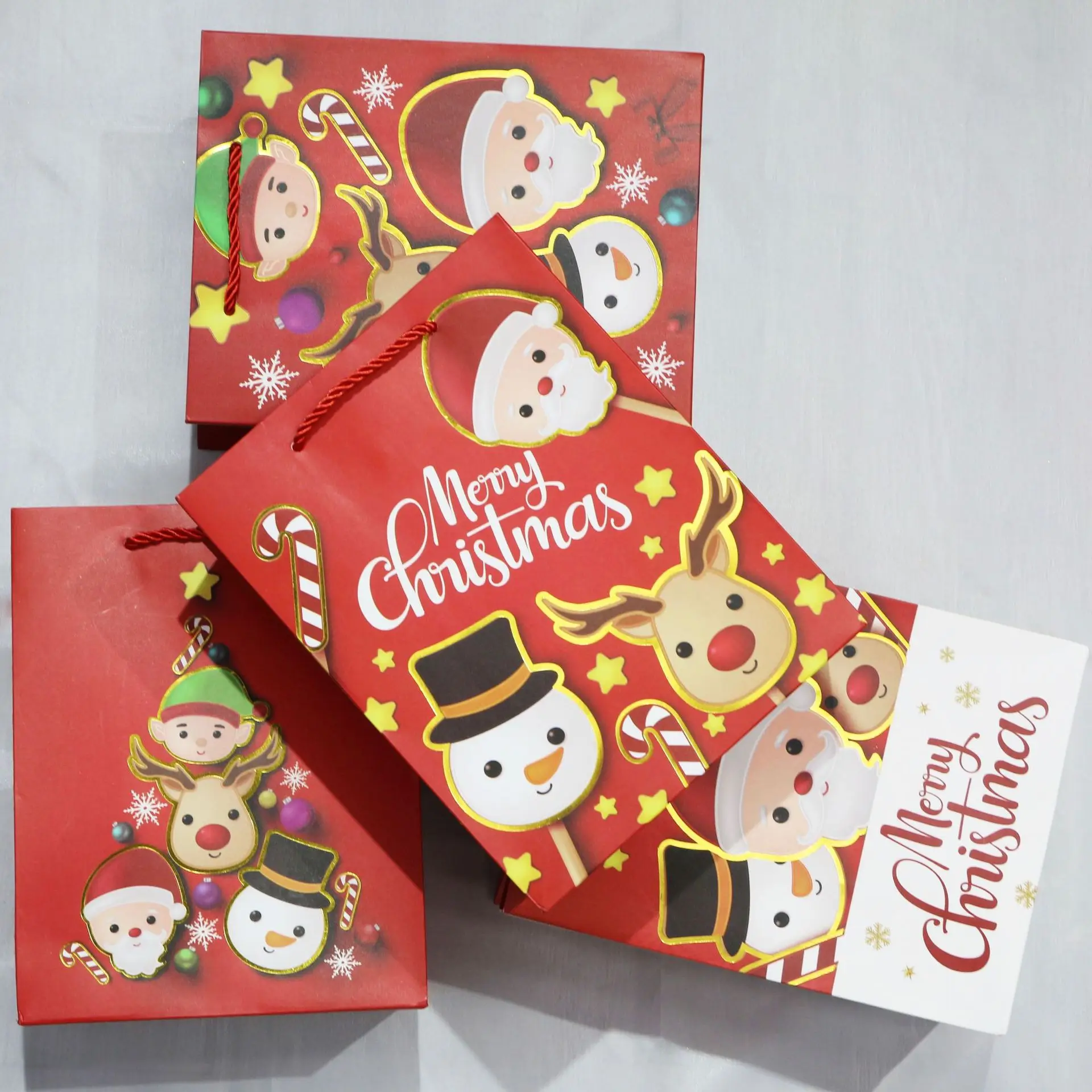 Gift Bag Brown Paper Bags Bolsa De Navidad Kraft Paper for Xmas Decorative Party Wholesale Christmas 8 Color Flexo Printing