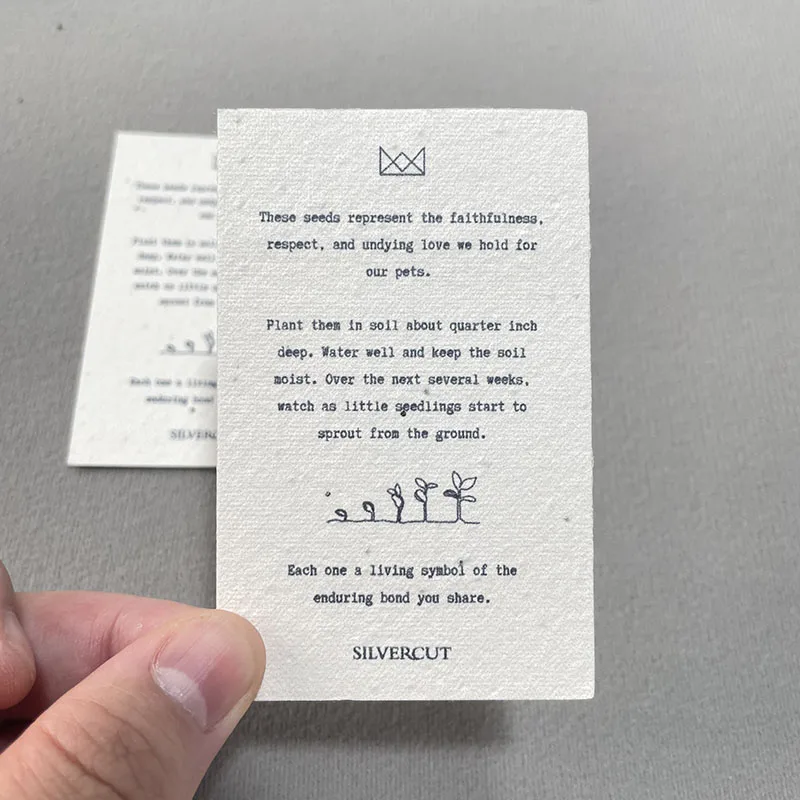 Wildflower Seeds Paper Tags With Customized Logo Printing Design Thank You Paper Eco-friendly Biodegradable With Custom Seeds