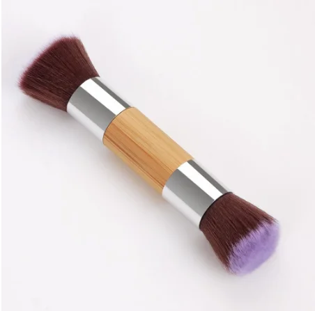 Eco-friendly custom Double-Head Bamboo Makeup Brush Foundation Brush