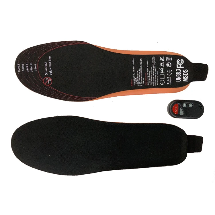 Battery 2100mah Powered Foot Winter Warmer Remote Control Heated Shoe Padding Insoles
