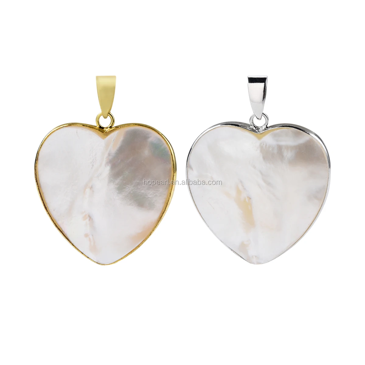 SPD201 Gifts for Women Girls Mother of Shell Pearl Jewelry Natural White Shell Heart Pendants