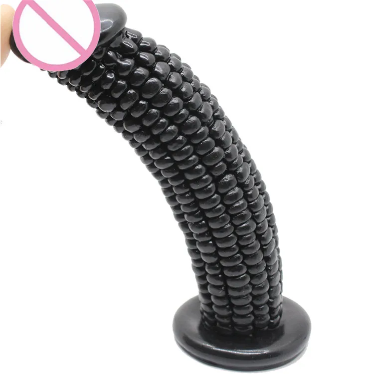 
new silicone corn dildo 7.28 inch artificial rubber penis huge black realistic dildo for girls 