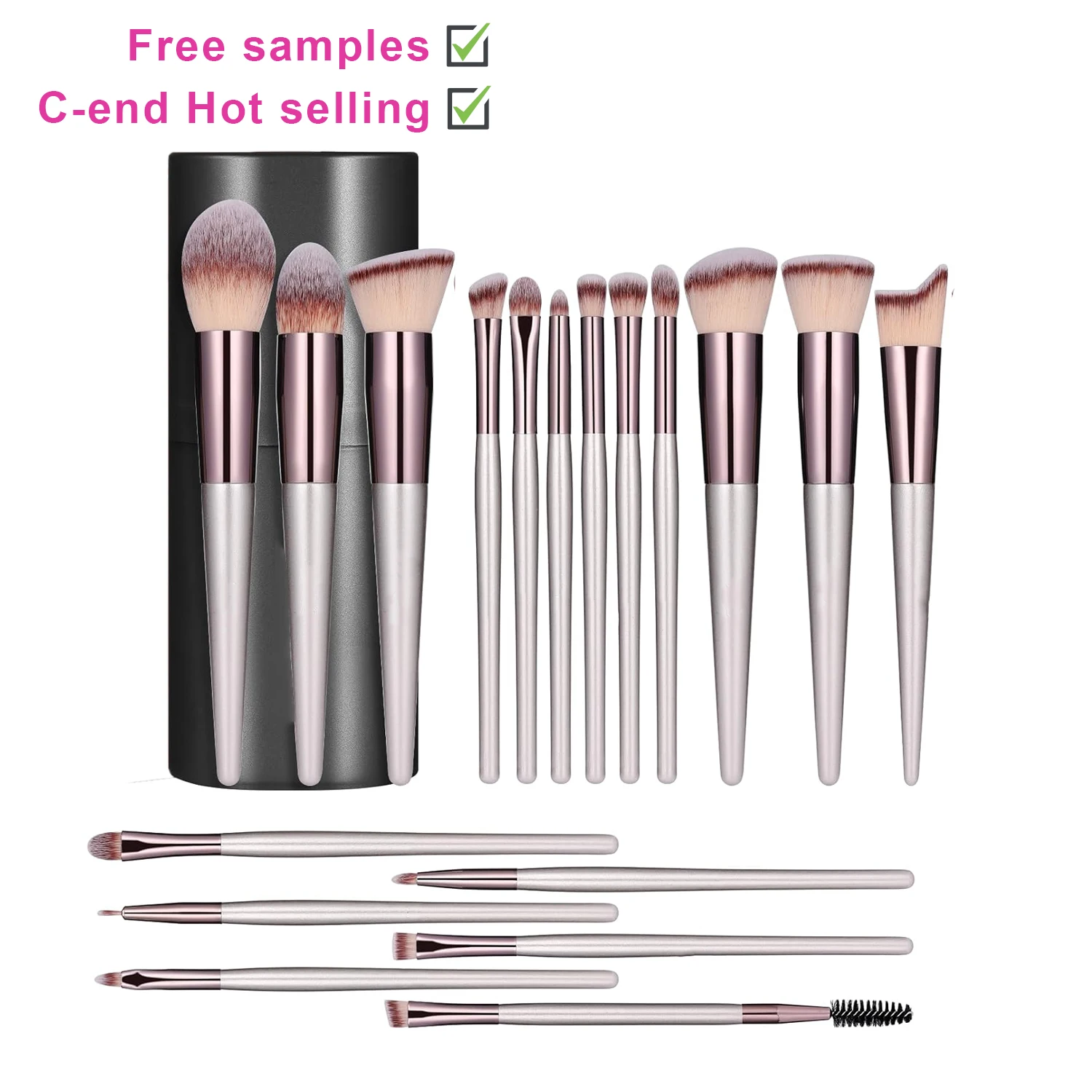 Free samples Makeup Brush Set 18 Pcs Premium Synthetic Foundation Powder Eye shadows Blush Makeup Brushes with black case