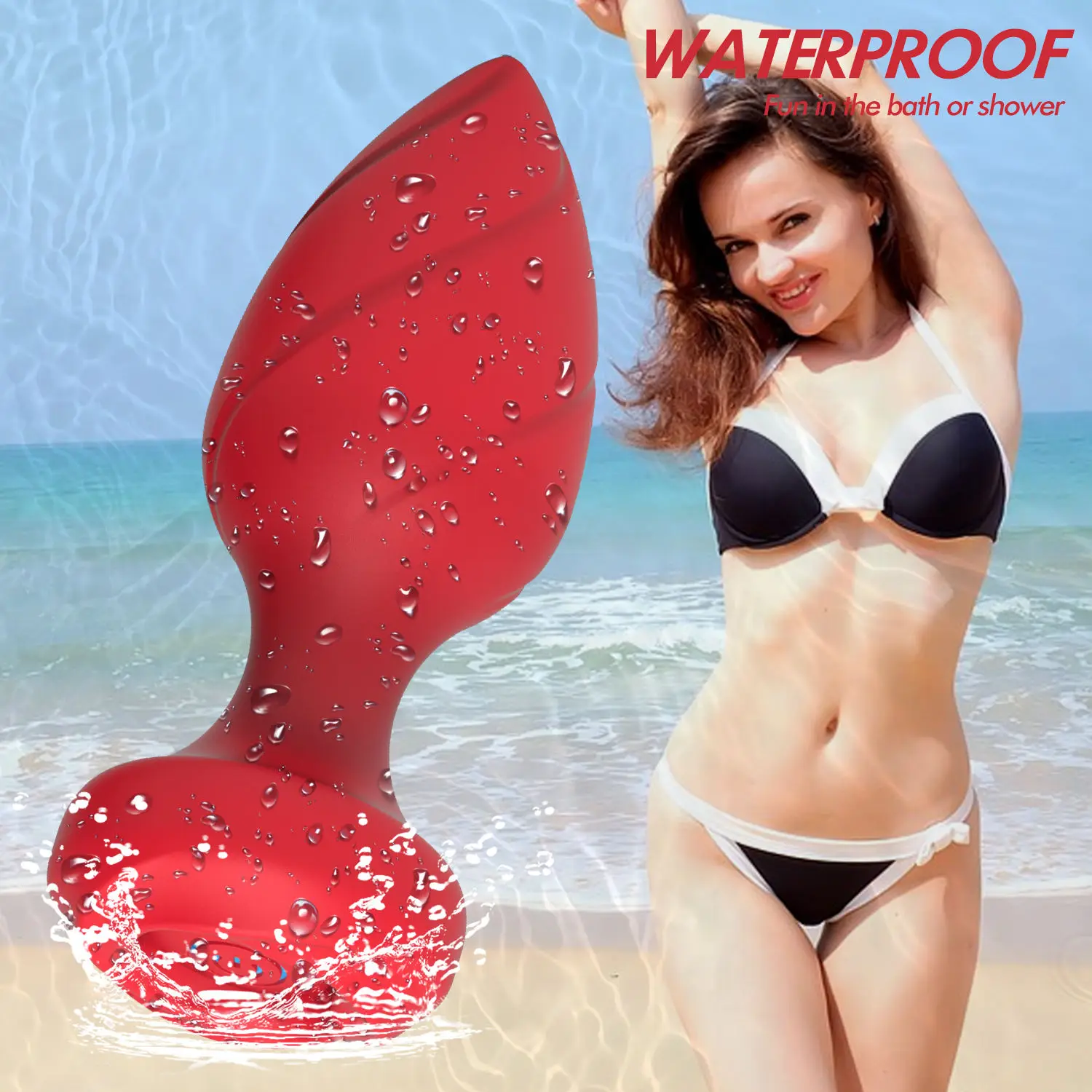 AIZHLIAN Remote Control Rose Vibrator LED Anal Plug Sex Toys with 10 Frequency Vibration Silicone Light Up Anal Plug