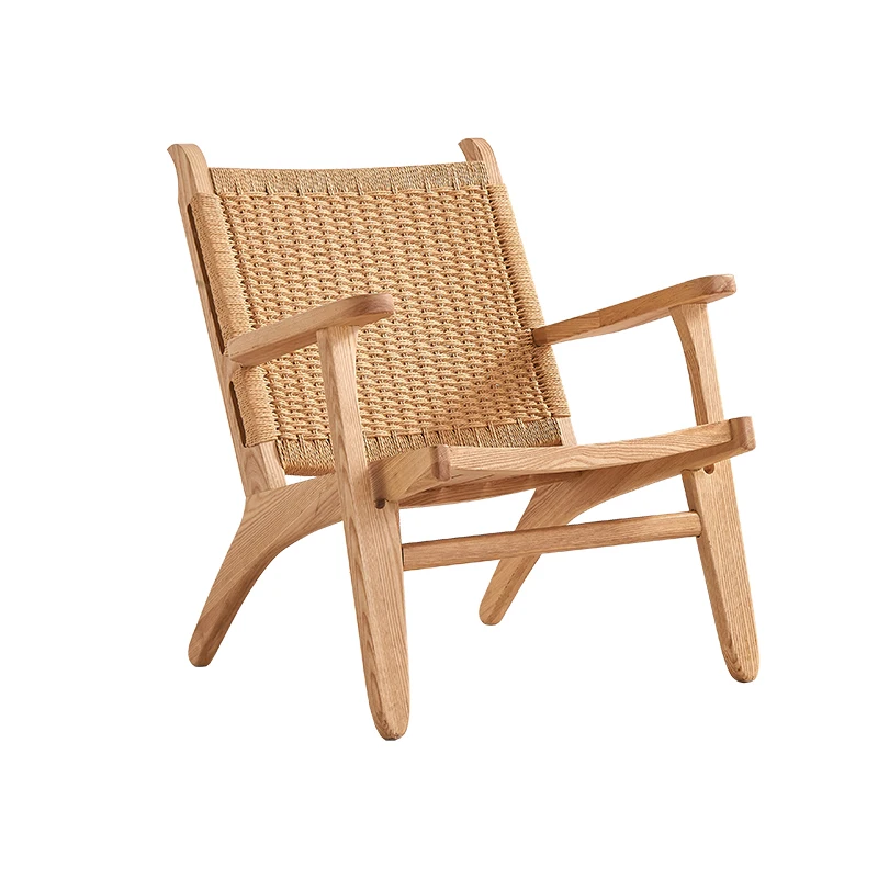 Плетеное садовое кресло из ротанга для двора, комплект мебели для сада, стул для чтения из пеньковой веревки, плетеная мебель