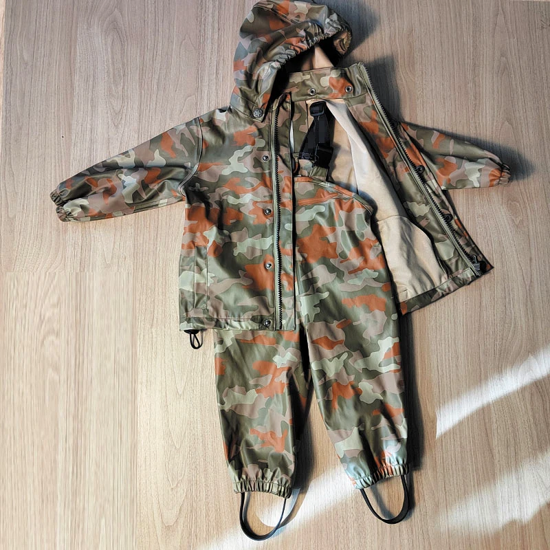Custom Child 100% Polyester Waterproof Cute Printed Raincoat Kids Puddle Suit Baby Raincoat