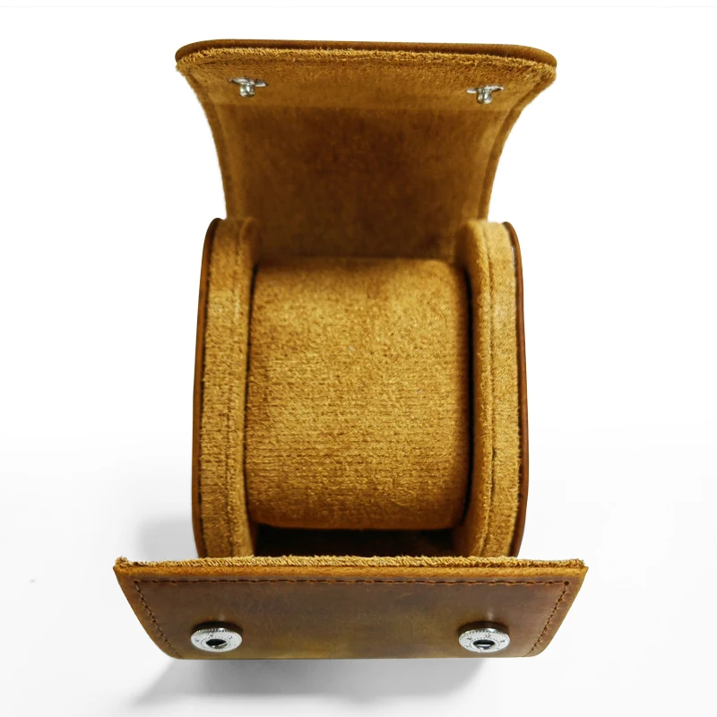 Custom 1 Slot Watch Display travel Case Gift Box Storage Organizer Portable Genuine Leather Watch Roll Pouch Holder Watch Bag