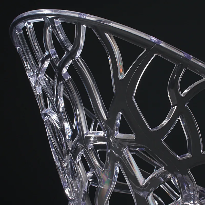 Nordic Transparent Net Red Crystal Creative Simple Plastic Backrest Outdoor Acrylic Dining Chair Personality Hollow