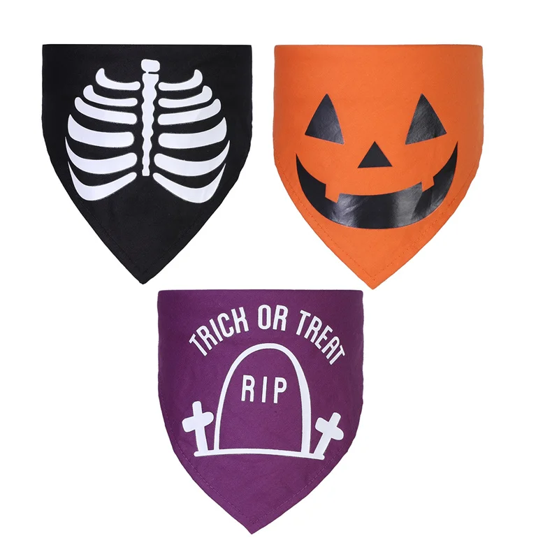 Newest Novelty Dog Bandana Costume Halloween Cotton Triangle Dog Halloween Bandana Customise Dog Bandana