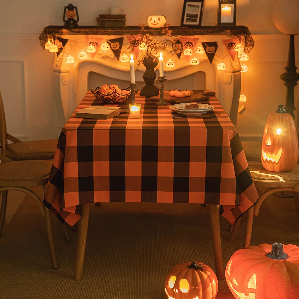 wholesale Halloween Elements decor simple checkered design tablecloth for party