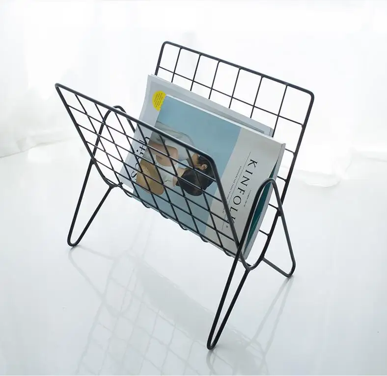 Metal New Design Eco Friendly Newspaper Office Living Room Wholesale Book Shelf Magazine Holder Rack