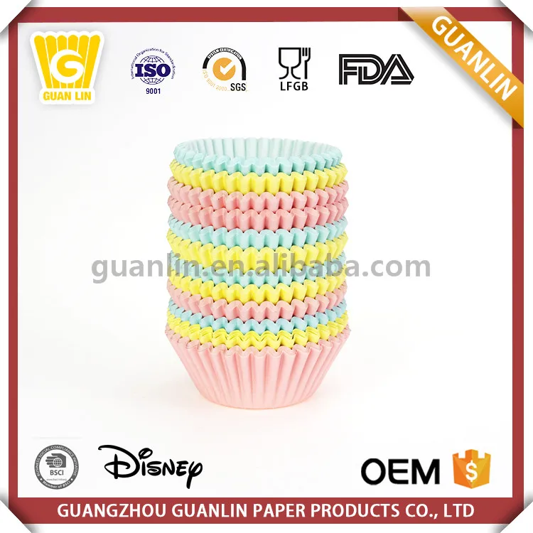 Modern Style Eco-Friendly Colorful 40-60gsm Greaseproof Paper Cup Cake Wrappers