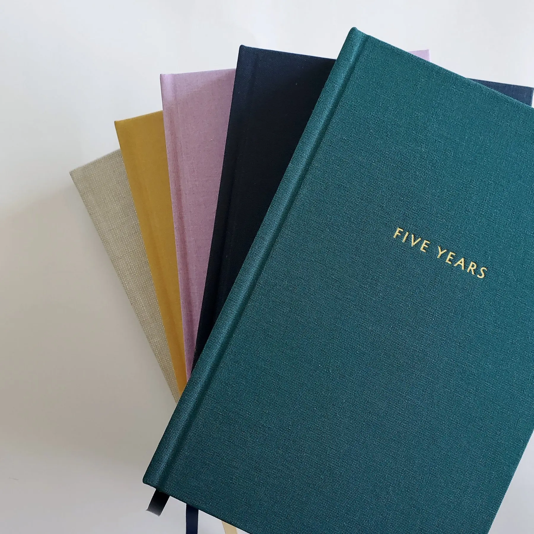 Custom Linen Journal Hardcover With Gold Foil Stamping Logo A5 Fabric Diary Notebooks